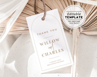 Editable Nue Arch 'Thank You' Favor Swing Tags, Gift Tags | EDITABLE TEMPLATE #038