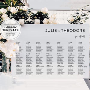 Wedding Seating Chart Template, Wedding Seating Plan, Editable Seating Chart, Printable, Digital Download - Kiki Minimalist #004