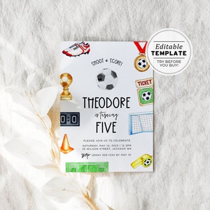 Football Theme Kids Birthday Party Invite Template | EDITABLE TEMPLATE #077