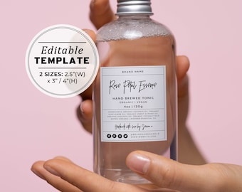 Minimalist Custom Label Template - 2 Sizes: 2.5" x 3"/4" with Ingredients | EDITABLE TEMPLATE #050 #043 Juliette