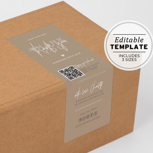Minimalist Box Packaging Label 3 Sizes: 2x4" / 2x5" / 2x6" EDITABLE TEMPLATE #052 #043 Nue Minimalist