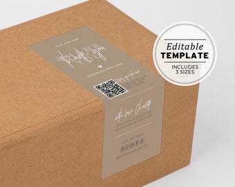 Minimalist Box Packaging Label 3 Sizes: 2x4" / 2x5" / 2x6" EDITABLE TEMPLATE #052 #043 Nue Minimalist