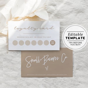 Nue Minimalist Business Loyalty Card, Thank you card | EDITABLE TEMPLATE #052 #043