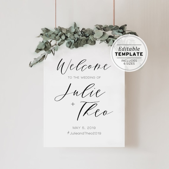 Wedding Welcome Sign Template Editable Printable Modern | Etsy