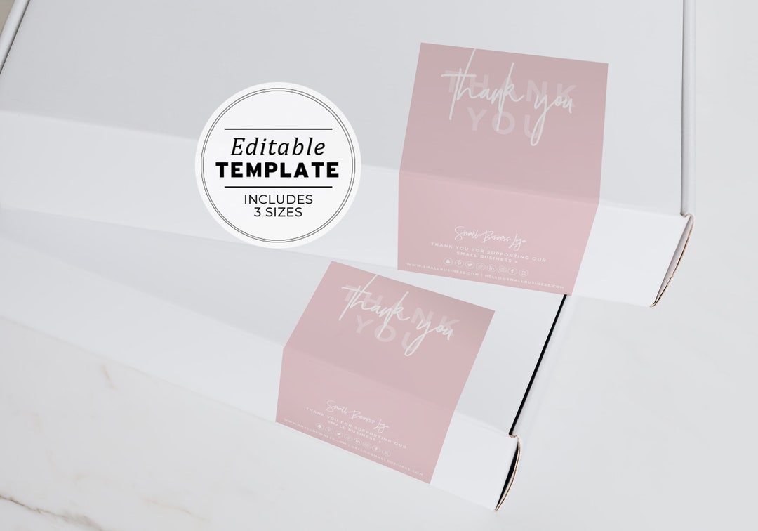 Blush Minimalist Box Packaging Label 4 Sizes: 3x2.5