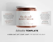 Jar Label Template, Wrap Around Ingredients Label,Minimalist Esthetician Small Business Product Label, Printable Editable #043 #070 Ceramica