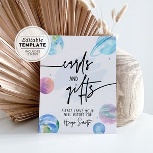 Mini Galaxy Theme Cards and Gifts Sign, Printable | EDITABLE TEMPLATE #076