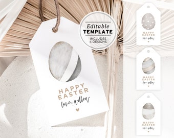 Thumper Minimalist Easter Gift Tag Template, Happy Easter Tag | EDITABLE TEMPLATE #099