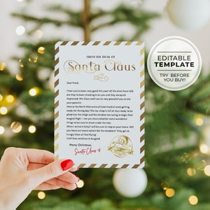 Carta editable de Papá Noel, Carta personalizada de Papá Noel, Carta de Papá Noel imprimible de Nochebuena, Caja de Nochebuena / PLANTILLA EDITABLE