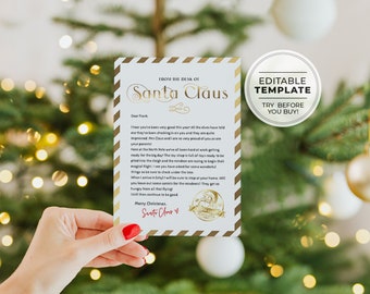 Editable Letter From Santa, Personalized Santa  Claus Letter, Christmas Eve Printable Santa Letter, Christmas Eve Box | EDITABLE TEMPLATE