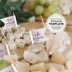 Minimalist Toothpick Cheese Platter Flag Template, Grazing Platter Sign Template | EDITABLE TEMPLATE #004