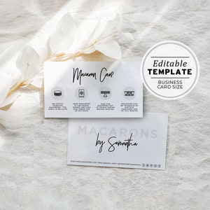 Minimalist Business Macarons Care Business Card Size EDITABLE TEMPLATE 050 043 Juliette image 1