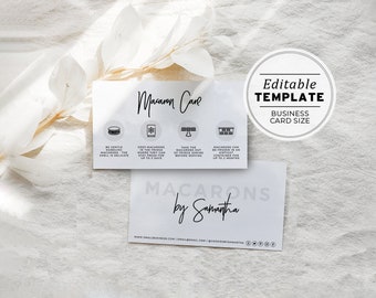 Minimalist Business Macarons Care - Business Card Size | EDITABLE TEMPLATE #050 #043 Juliette