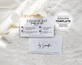 Juliette Minimalist DIY Cookie Kit Instructions and Thank You Card - Business Card Size | EDITABLE TEMPLATE #050 #043