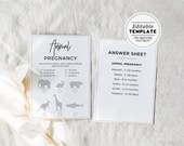 Juliette Animal Pregnancy Baby Shower Game, Baby Animal Game, Gestation Game, Printable Baby Game | PRINTABLE EDITABLE TEMPLATE #004