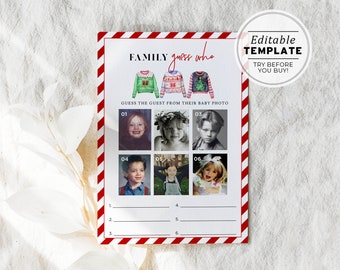 Christmas Guess Who Photo Game, Holidays Who am I Game, Christmas Party Games, Christmas Activities | PRINTABLE EDITABLE TEMPLATE