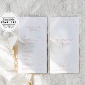 Blush Arch Kuchen Preisliste, Cupcake Preisliste, Small Business Printable | EDITIERBARE VORLAGE #037 #043