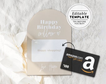 Scandi Minimalist Arch Gift Card Holder, 4x6 card, Birthday Gift, Birthday Gift Card | EDITABLE TEMPLATE #047