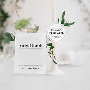 Minimalist Wedding Guest Book Sign Printable, Please Sign Our Guest Book Sign Template, Wedding Guestbook Sign #001