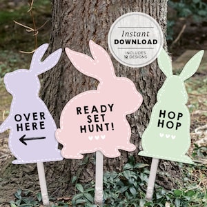 Printable Easter Egg Hunt Signs, Easter Decor, Easter Bunny Sign, Easter Decorations, Easter Games, Easter Printables, INSTANT DOWNLOAD #099