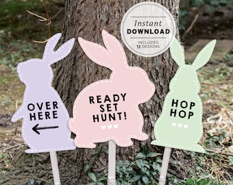 Printable Easter Egg Hunt Signs, Easter Decor, Easter Bunny Sign, Easter Decorations, Easter Games, Easter Printables, INSTANT DOWNLOAD #099