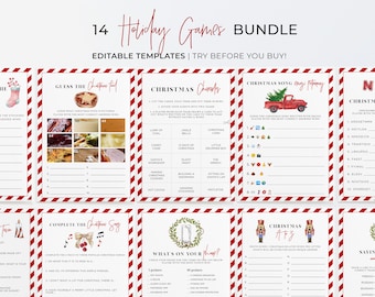 14 Christmas Party Games Bundle, Holidays Party Games, Christmas Family Games | PRINTABLE EDITABLE TEMPLATE