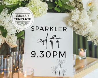 Kiki Minimalist Wedding Sparkler Send Off Sign | PRINTABLE EDITABLE TEMPLATE #004