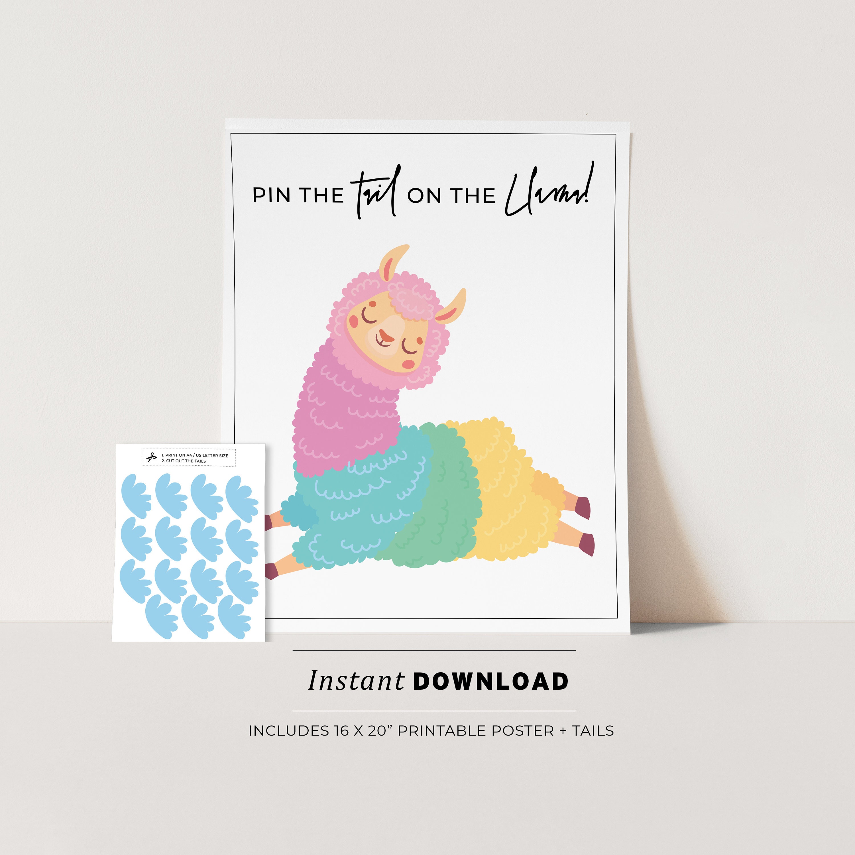 Birthday Party Game Kids Party Game Pin the Tail on the Llama Printable ...