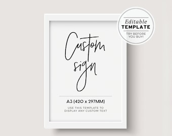 Juliette Minimalist Customizable Blank Sign Printable Template A3 #004