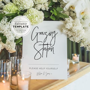 Juliette Minimalist Grazing Station Sign | EDITABLE TEMPLATE #004
