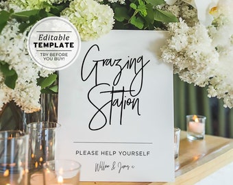 Juliette Minimalist Grazing Station Sign | EDITABLE TEMPLATE #004