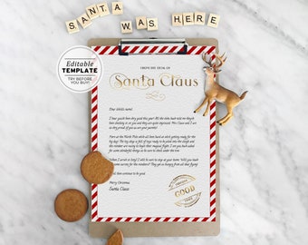 Editable Santa Letter Template, Christmas Letter, Letter From Santa Template | EDITABLE TEMPLATE