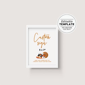 Minimalist Basketball Theme Customizable Blank Sign Printable Template 5x7&quot; #067
