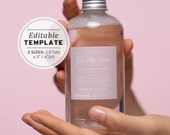 Blush Minimalist Custom Label Template - 2 Sizes: 2.5" x 3"/4" with Ingredients | EDITABLE TEMPLATE #051 #043