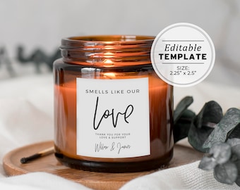 DYI Custom Wedding Candle Label Template, Engagement Party Favor Label Template, DIY Label Printable | Editable Template #004 Juliette
