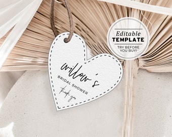 Juliette Minimalist Heart Gift Tag Template, Favor Swing Tags, Gift Tags | EDITABLE TEMPLATE #004