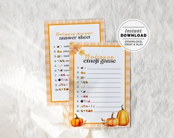 Thanksgiving Emoji Game, Thanksgiving Family Game | INSTANT DOWNLOAD #106