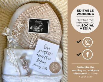 Mya Social Media Pregnancy Announcement Digital Flatlay | EDITABLE TEMPLATE