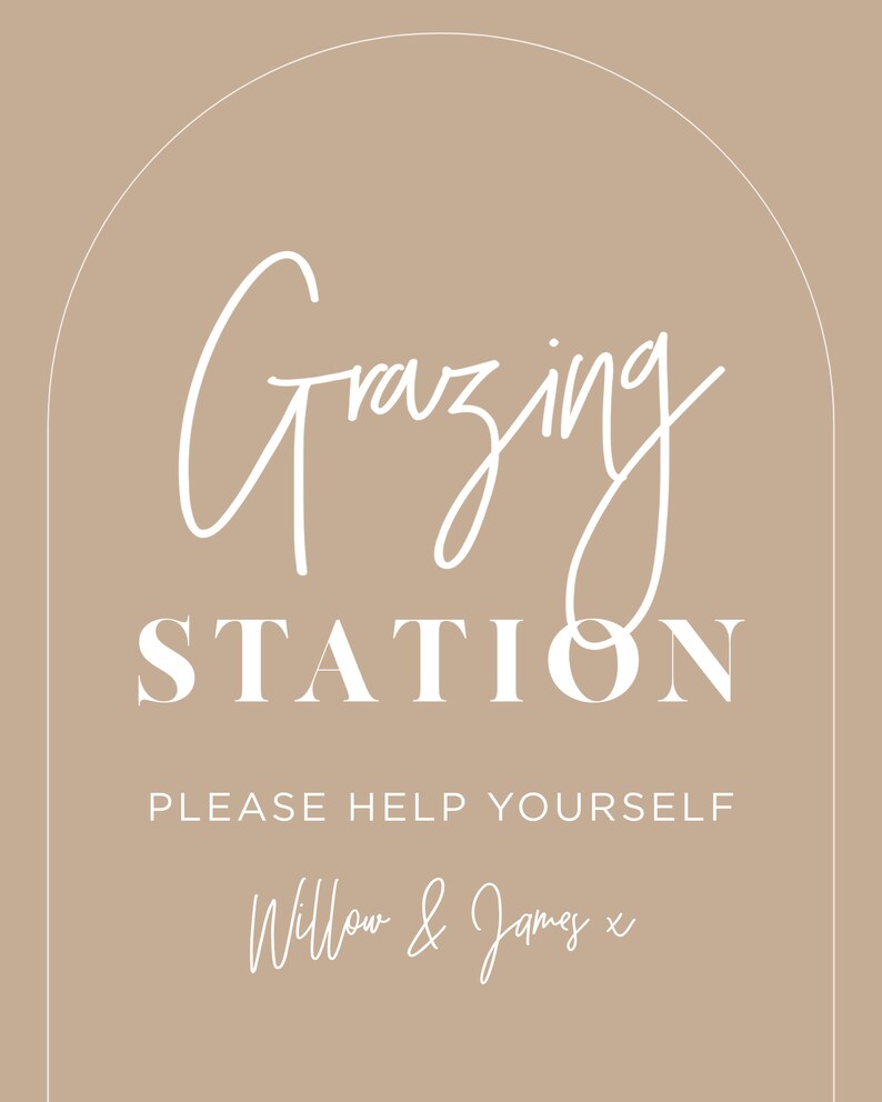 Nue Arch Minimalist Grazing Station Sign Printable EDITABLE Etsy