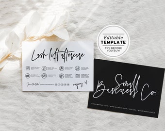 Willow Minimalist Lash Lift Card, Editable AfterCare Card, DIY Lash Lift Card, Lash Instructions | EDITABLE TEMPLATE #054 #043