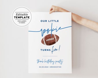 Football Minimalist Birthday Welcome Sign Poster | EDITABLE TEMPLATE, Printable #056