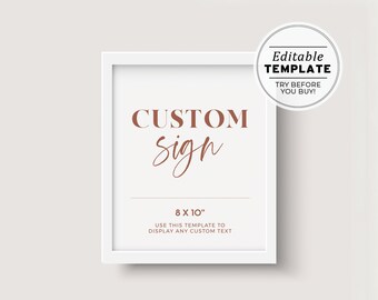 Ceramica Minimalist Customizable Sign, Printable Modern Custom Sign, Editable Custom Template, Design Your Own Noir Arch Sign 8x10" #045