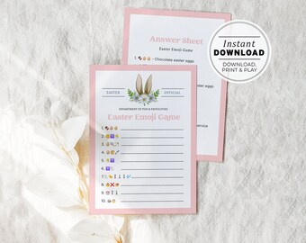 Easter Emoji Game, Pink Kids Easter Game, Easter Hunt Game | INSTANT DOWNLOAD #099