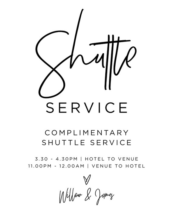 Wall Hangings PRINTABLE EDITABLE TEMPLATE #004 Juliette Minimalist Wedding Shuttle Service Sign ...