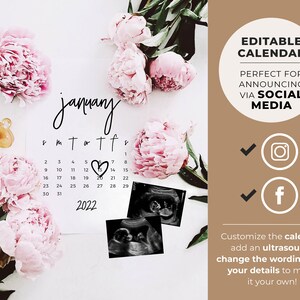 Faye Digital Social Media Due Date Pregnancy Announcement, Baby Announcement, Printable, EDITABLE TEMPLATE