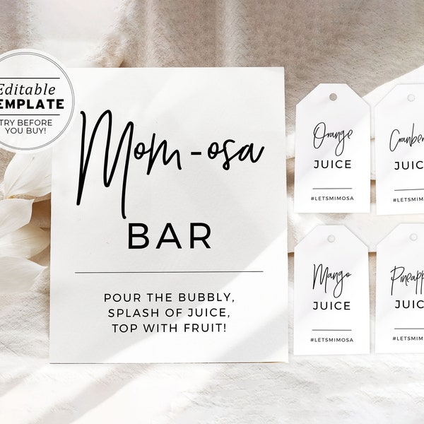 Mom Mosa Bar Sign - Etsy