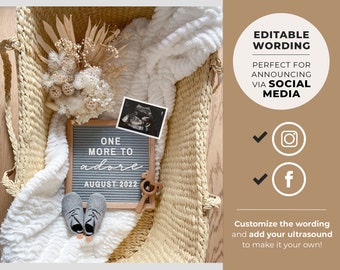 Pregnancy Announcement for Social Media, Pregnancy Announcement Digital, Letter board Announcement, Editable Template