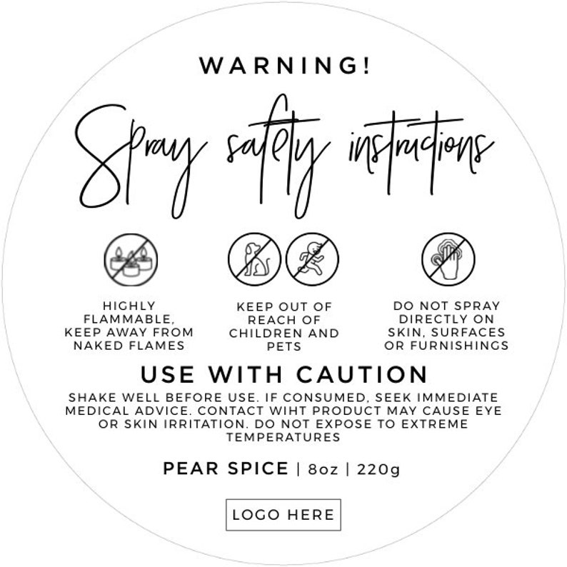 Minimalist Room Spray Warning Label Template Printable Spray Etsy UK