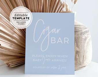 Powder Blue Wedding Cigar Bar Sign | PRINTABLE EDITABLE TEMPLATE #036