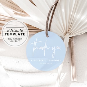Editable Baby Shower Thank You Tags, Wedding Printable Favor Tag, Powder Blue Bridal Shower Gift Tags | EDITABLE TEMPLATE #036
